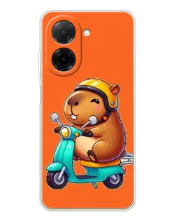 Чехол для Xiaomi Poco C71 с картинкой «Капибара на скутере»