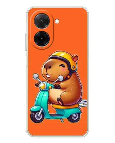 Чехол для Xiaomi Poco C71 с картинкой «Капибара на скутере»