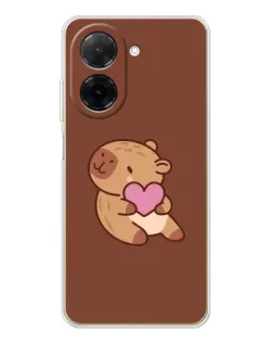 Чехол для Xiaomi Poco C71 с картинкой «Капибара с сердцем»