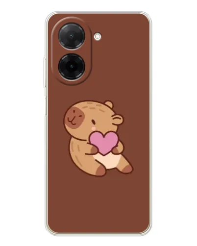Чехол для Xiaomi Poco C71 с картинкой «Капибара с сердцем»
