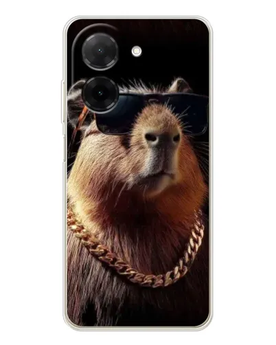 Чехол для Xiaomi Poco C71 с картинкой «Капибара золотая цепь»