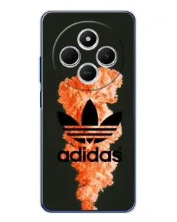 Чехол для Xiaomi Poco C75 с картинкой «Оранжевый дым Adidas»