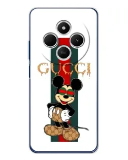 Чехол для Xiaomi Poco C75 с картинкой «Микки Маус Gucci — полосы»