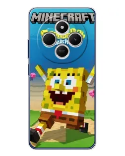 Чохол для Xiaomi Poco C75 з картинкою «Губка Боб Minecraft»