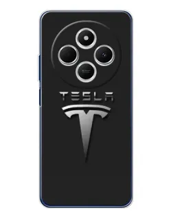 Чохол для Xiaomi Poco C75 з картинкою «Сталевий логотип Tesla»