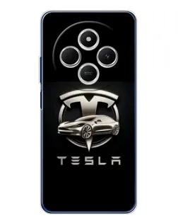 Чохол для Xiaomi Poco C75 з картинкою «Tesla — срібне авто»