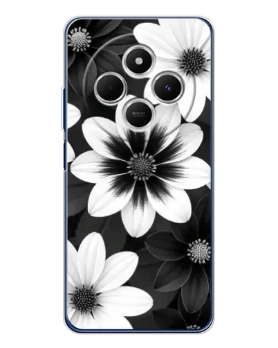 Чохол для Xiaomi Poco C75 з картинкою «Монохромні айстри»
