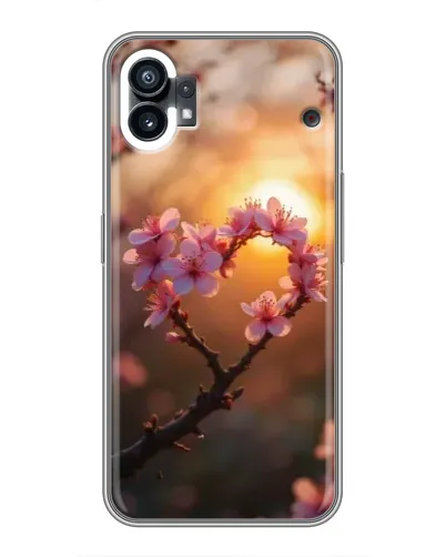 Чехол для Xiaomi Poco C81x с картинкой «Розовый цвет сердце на фоне заката»