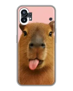 Чехол для Xiaomi Poco C81x с картинкой «Капибара с языком»