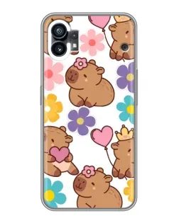 Чехол для Xiaomi Poco C81x с картинкой «Цветочный паттерн капибар»