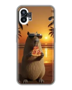 Чехол для Xiaomi Poco C81x с картинкой «Капибара с пиццей»