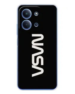 Чехол для Xiaomi Poco C85 с картинкой «NASA — вертикальный логотип»