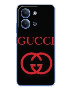 Чехол для Xiaomi Poco C85 с картинкой «Gucci — красный логотип»