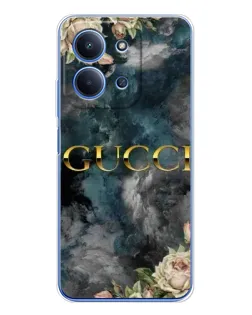 Чехол для Xiaomi Poco C85 с картинкой «Абстрактные цветы Gucci»