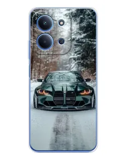 Чохол для Xiaomi Poco C85 з картинкою «BMW у зимовому лісі»