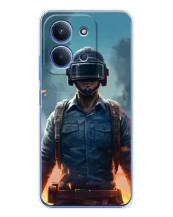 Чехол для Xiaomi Poco C85 с картинкой «PUBG — реалистичный герой»