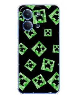 Чехол для Xiaomi Poco C85 с картинкой «Паттерн с криперами»