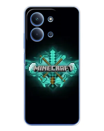Чехол для Xiaomi Poco C85 с картинкой «Minecraft Diamond лого»