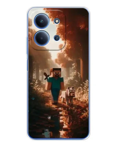 Чехол для Xiaomi Poco C85 с картинкой «Стив в лесу»