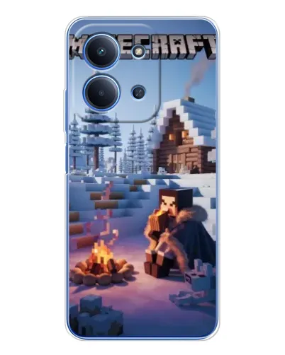 Чехол для Xiaomi Poco C85 с картинкой «Зимний Minecraft»