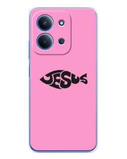 Чехол для Xiaomi Poco C85 с картинкой «Розовый символ  Jesus»