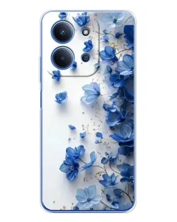 Чехол для Xiaomi Poco C85 с картинкой «Голубой цветочный каскад»