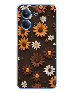 Чехол для Xiaomi Poco C85 с картинкой «Узор из маленьких подсолнухов»