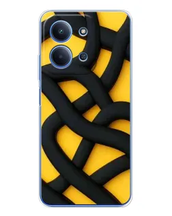 Чохол для Xiaomi Poco C85 з картинкою «Чорне жовте переплетення»