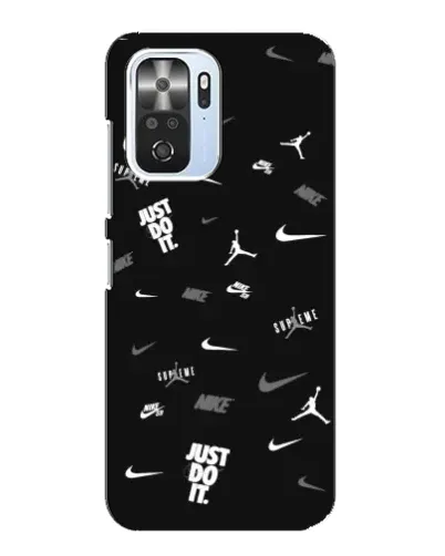 Чехол для Xiaomi POCO F3 с картинкой «Nike Black Pattern»