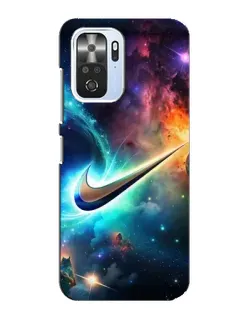 Чехол для Xiaomi POCO F3 с картинкой «Космический Nike Swoosh»