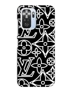 Чехол для Xiaomi POCO F3 с картинкой «Черно-белый узор LV»