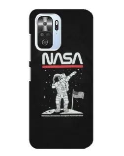 Чехол для Xiaomi POCO F3 с картинкой «NASA — шагаем по Луне»