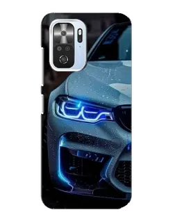 Чехол для Xiaomi POCO F3 с картинкой «Взгляд BMW с синими фарами»