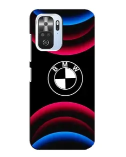 Чехол для Xiaomi POCO F3 с картинкой «Логотип BMW и неоновые дуги»