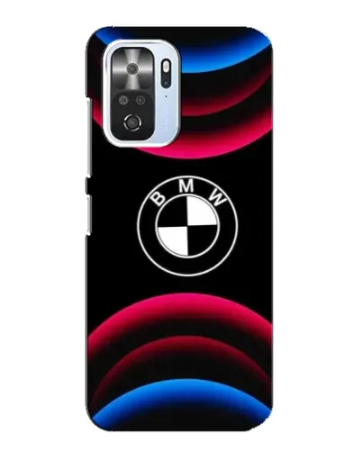 Чехол для Xiaomi POCO F3 с картинкой «Логотип BMW и неоновые дуги»