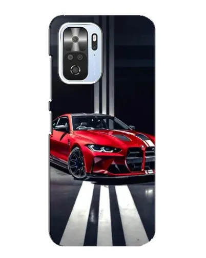 Чехол для Xiaomi POCO F3 с картинкой «Красная BMW на дороге»