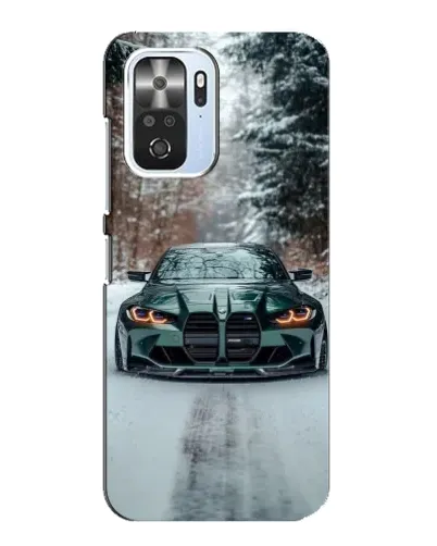 Чехол для Xiaomi POCO F3 с картинкой «BMW в зимнем лесу»