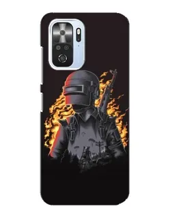 Чехол для Xiaomi POCO F3 с картинкой «PUBG — огненный силуэт»