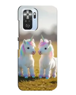 Чехол для Xiaomi POCO F3 с картинкой «Пара единорогов»