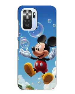 Чехол для Xiaomi POCO F3 с картинкой «Mickey и мыльные пузыри»