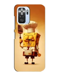 Чехол для Xiaomi POCO F3 с картинкой «Губка Боб повар»