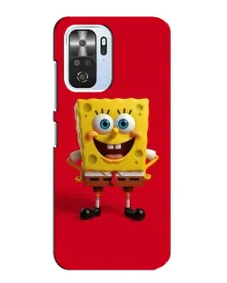 Чехол для Xiaomi POCO F3 с картинкой «Спанч Боб на красном»