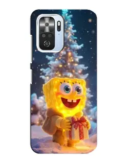 Чехол для Xiaomi POCO F3 с картинкой «Рождественский Спанч Боб»