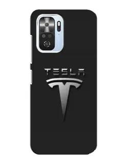 Чехол для Xiaomi POCO F3 с картинкой «Стальной логотип Tesla»