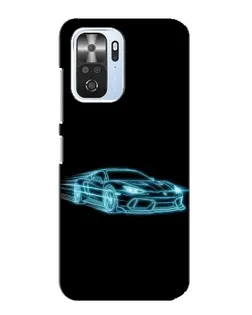 Чехол для Xiaomi POCO F3 с картинкой «Неоновый контур Lamborghini»