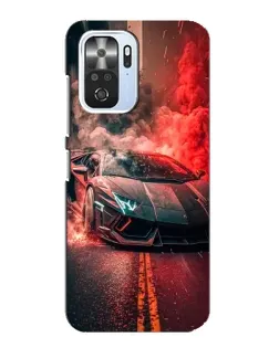 Чехол для Xiaomi POCO F3 с картинкой «Lamborghini красный дым»