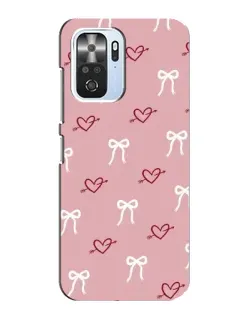Чехол для Xiaomi POCO F3 с картинкой «Сердца и банты»
