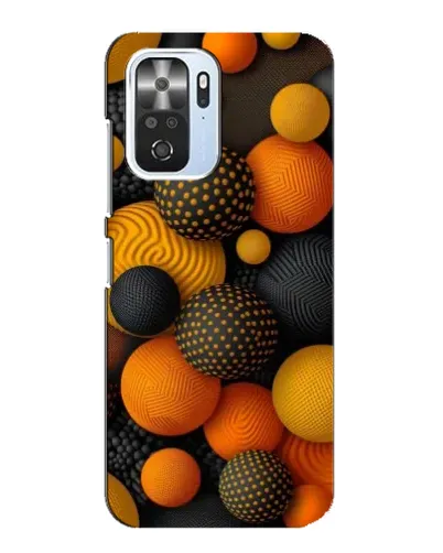 Чехол для Xiaomi POCO F3 с картинкой «Объемные оранжевые сферы»