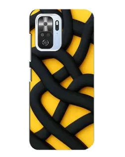 Чехол для Xiaomi POCO F3 с картинкой «Черное желтое переплетение»