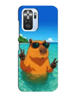 Чехол для Xiaomi POCO F3 с картинкой «Морская капибара»